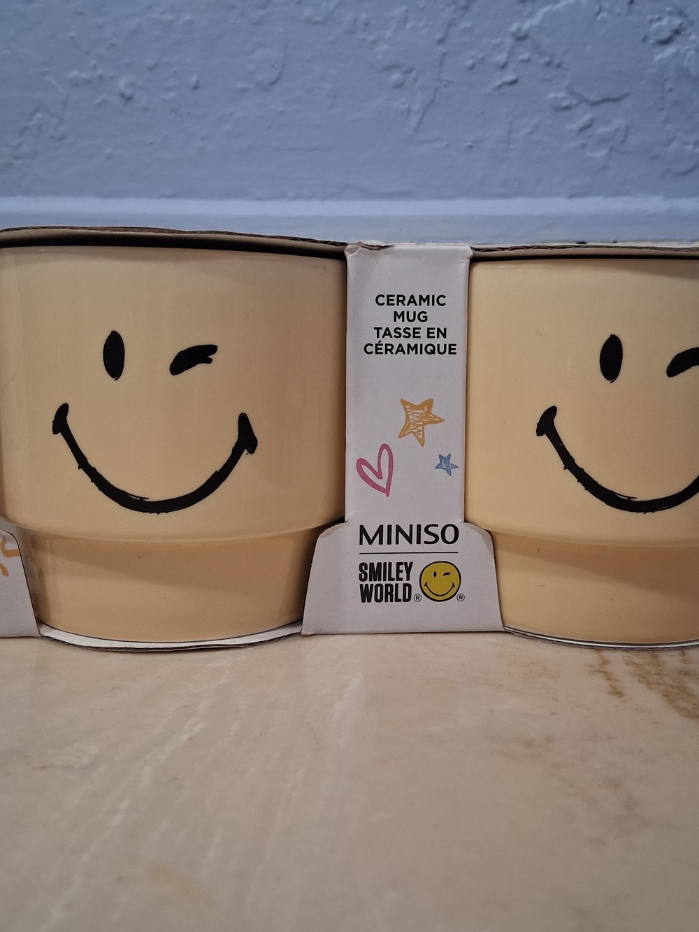 MINISO Smiley World Yellow Ceramic Mug - Set of 2